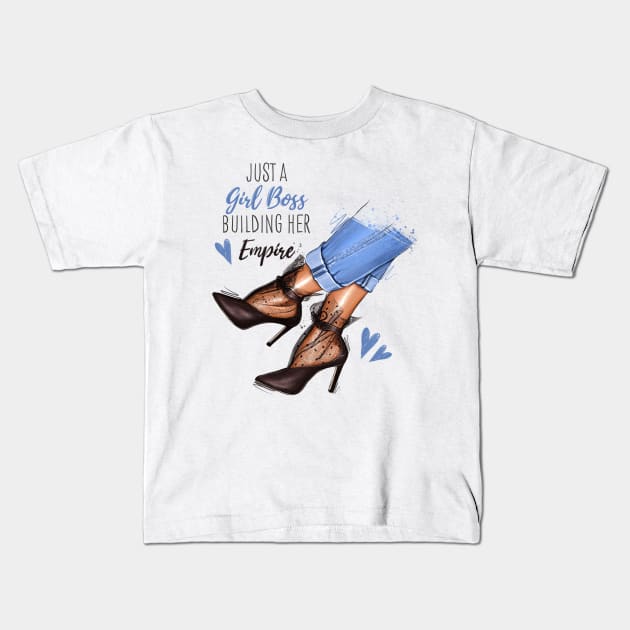 Just a Girl Boss Building Her Empire Kids T-Shirt by AllessyArt 